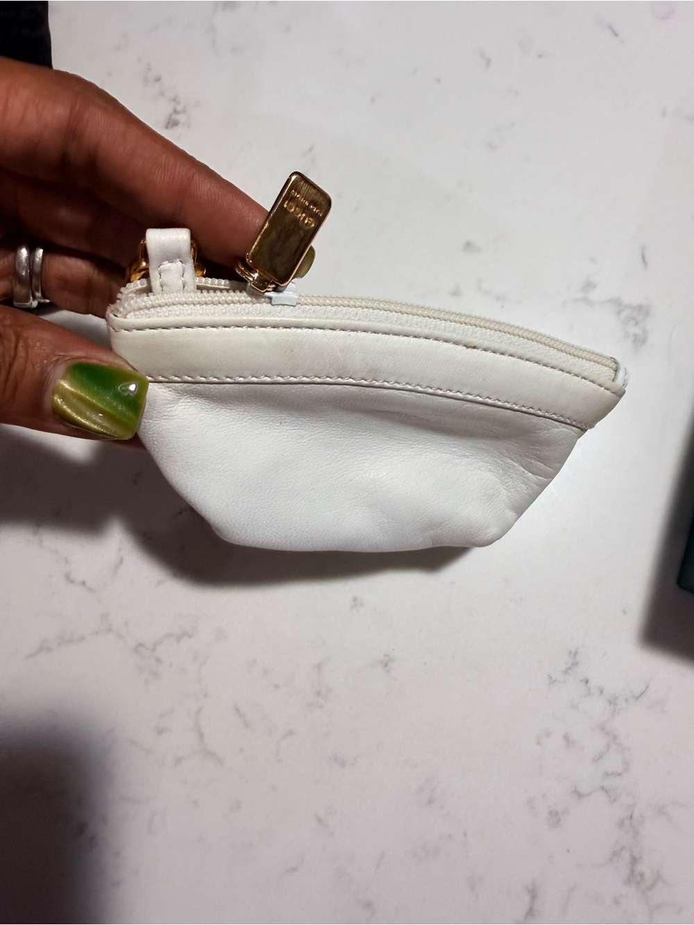 Gucci White Leather Mini Coin Pouch with Gold Zipper